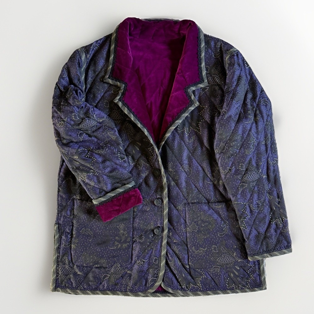 KOOS Of Course! Reversible Jacket L Quilted Romantic Renaissance Art Cottagecore